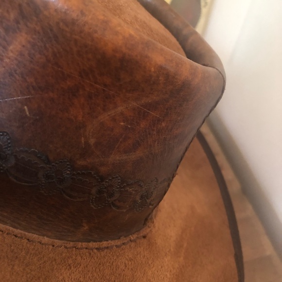 VTG San Zeno Handmade Leather Tooled Leather Hat XL - Picture 8 of 9